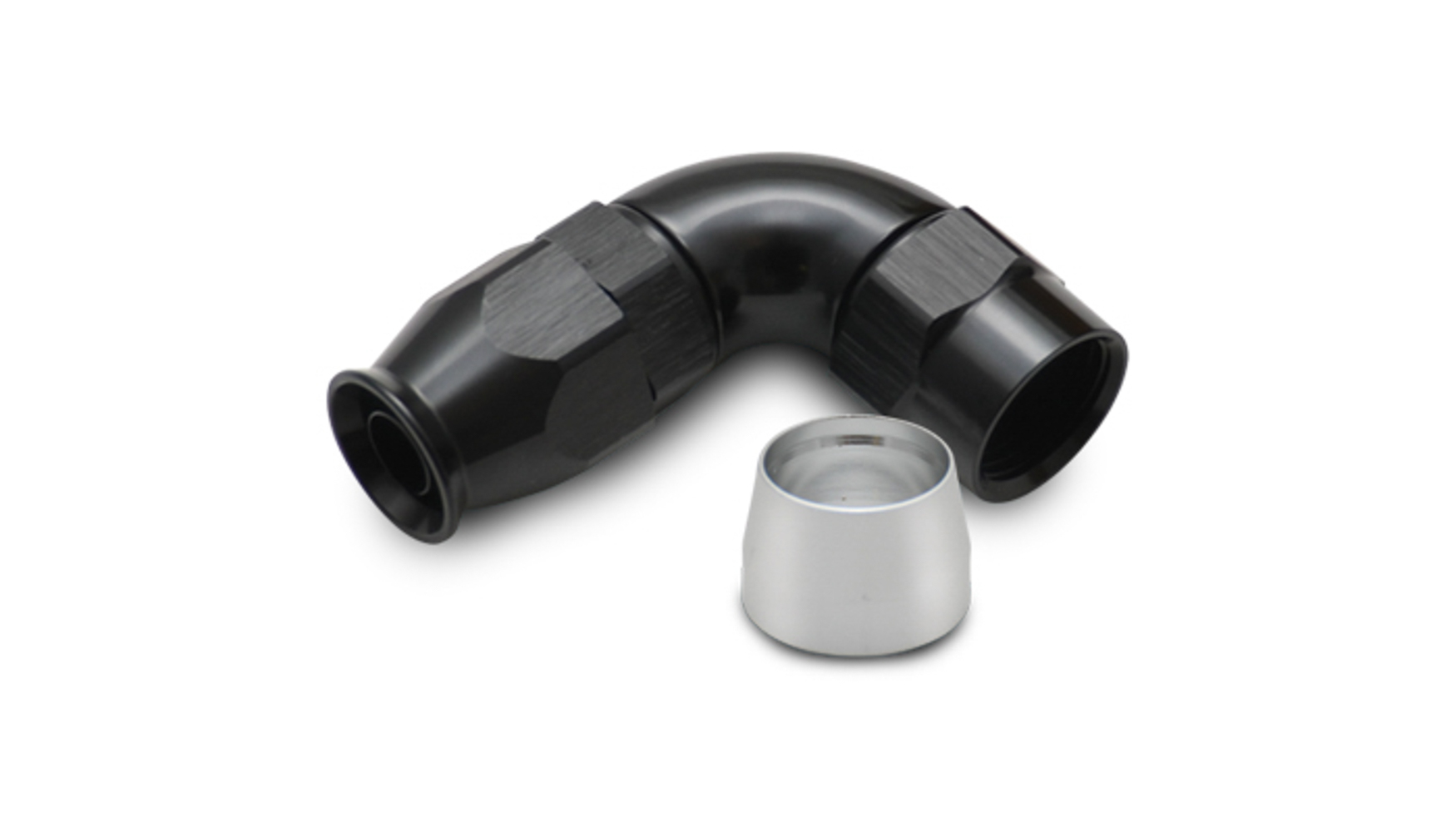 Vibrant Performance 28912 Fitting, Hose End, 90 Degree, 12 AN PTFE Hose to 12 AN Female, Aluminum, Black Anodized, Each