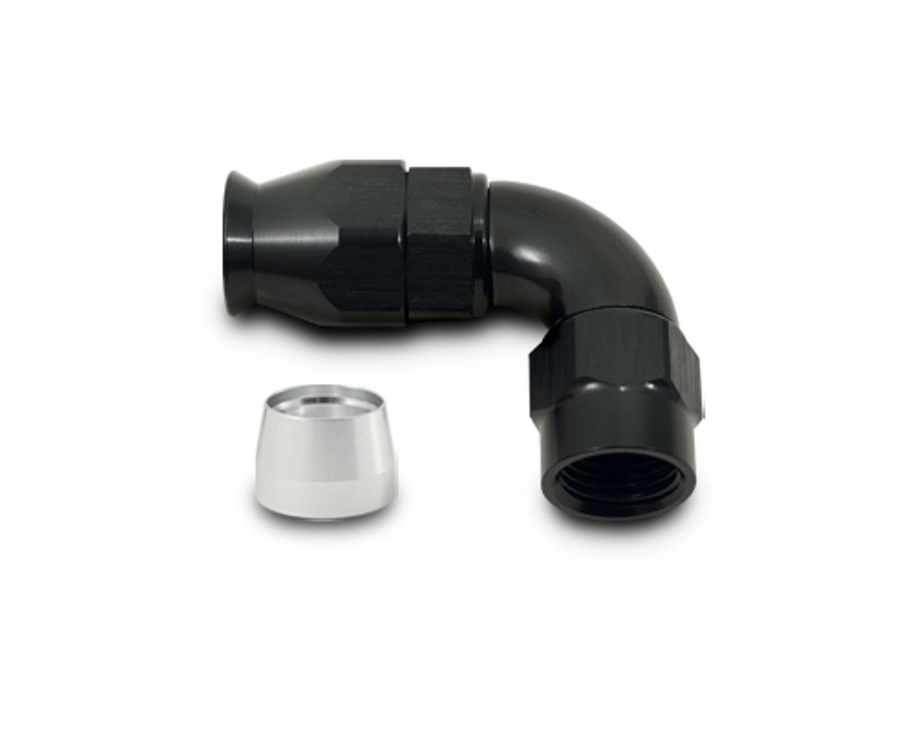 Vibrant Performance 28916 Fitting, Hose End, 90 Degree, 16 AN PTFE Hose to 16 AN Female, Aluminum, Black Anodized, Each