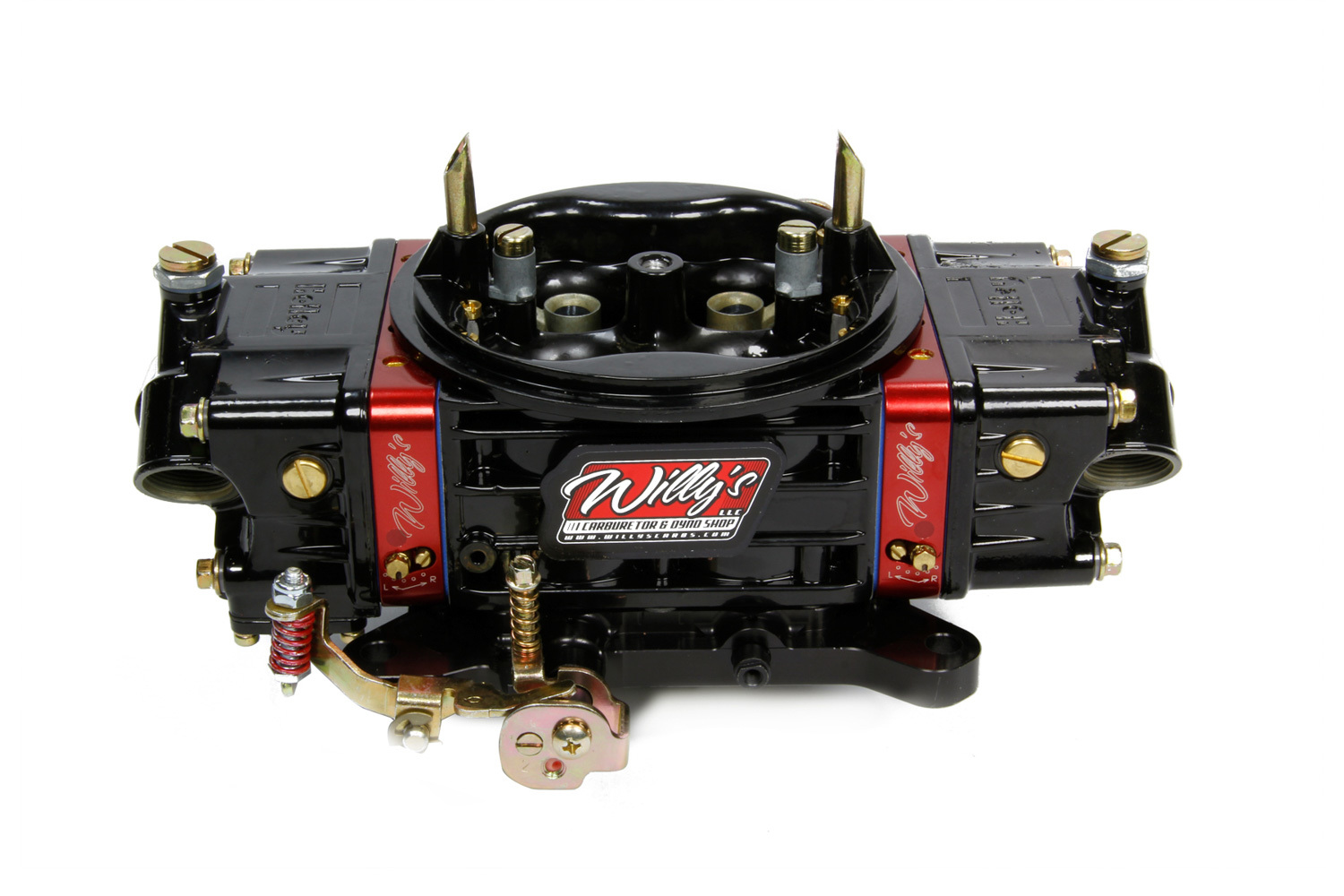 Willys Carb 64002 Carburetor, Circle Track, 4-Barrel, 750 CFM, Square Bore, No Choke, Mechanical Secondary, Dual Inlet, Black Powder Coat, Each