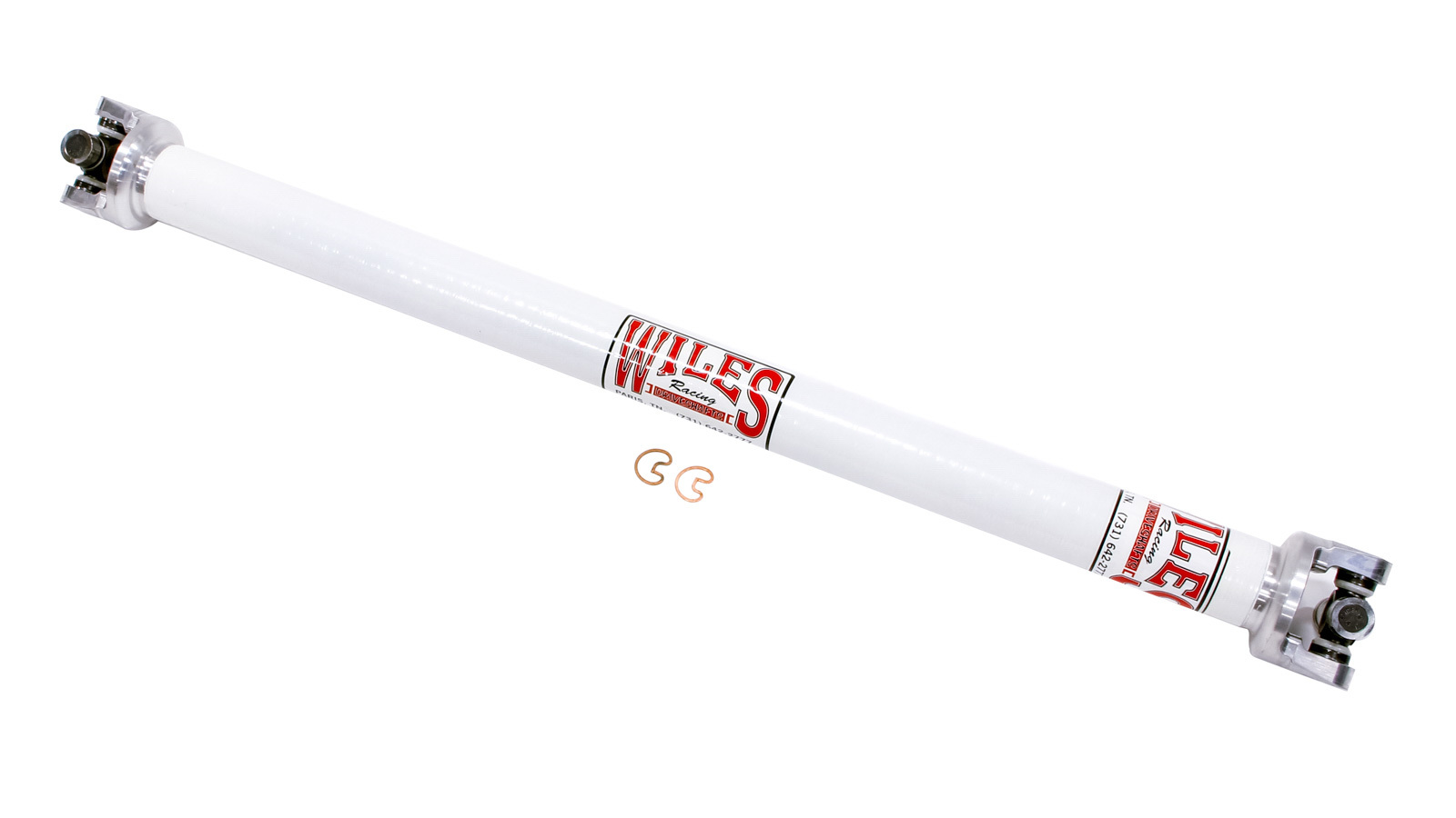 Wiles Driveshaft CF225320 Drive Shaft, 32 in Long, 2.25 in OD, 1310 U-Joints, Carbon Fiber, White Paint, Universal, Each
