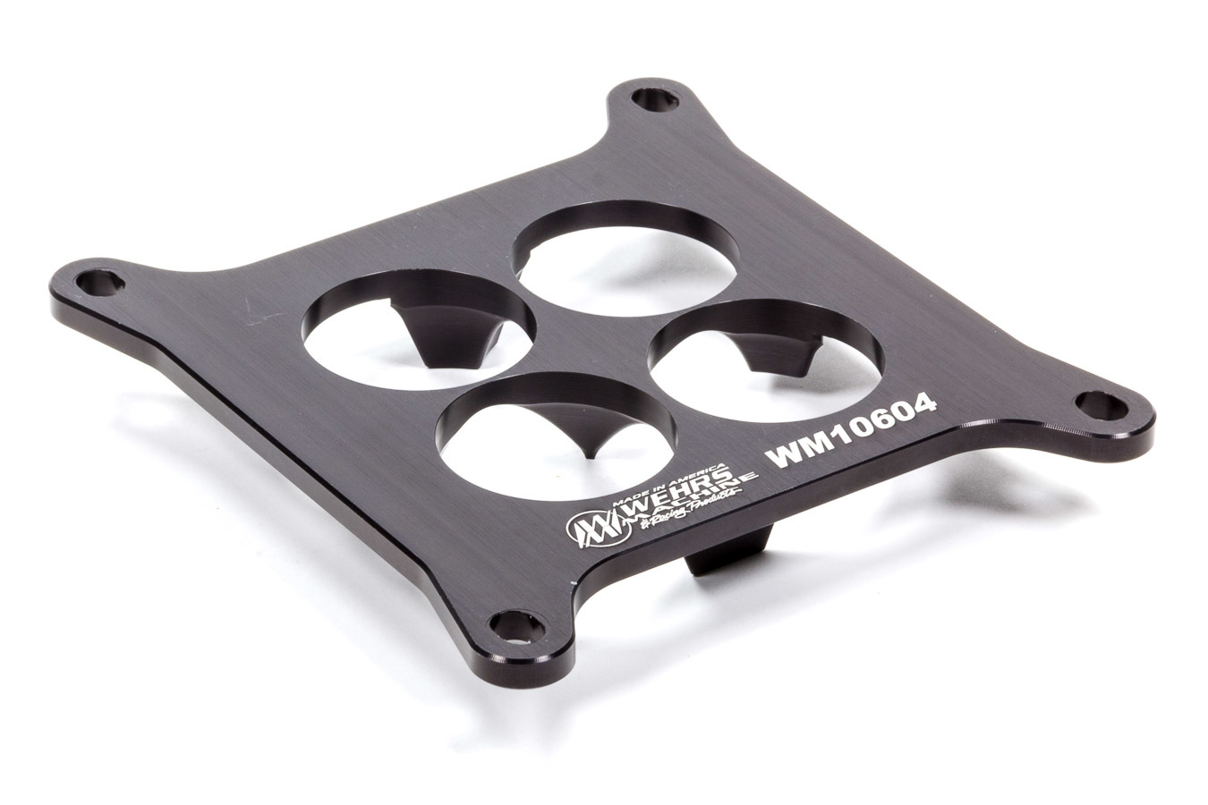 Wehrs Machine WM10604 Carburetor Spacer, 1/4 in Thick, 4 Hole, Square Bore, Aluminum, Black Anodized, GM 604, Each