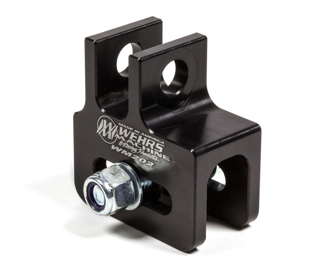 Wehrs Machine WM202 Bump Stop Adapter, Slotted, Aluminum, Black Anodized, Rack and Pinion, Each