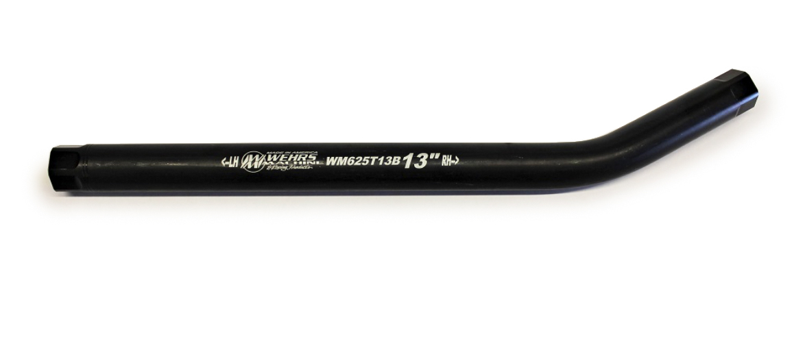Wehrs Machine WM625T13B - Suspension Tube, Bent, 7/8 in OD, 13 in Long, 5/8-18 in Female Threads, Steel, Black Oxide, Each