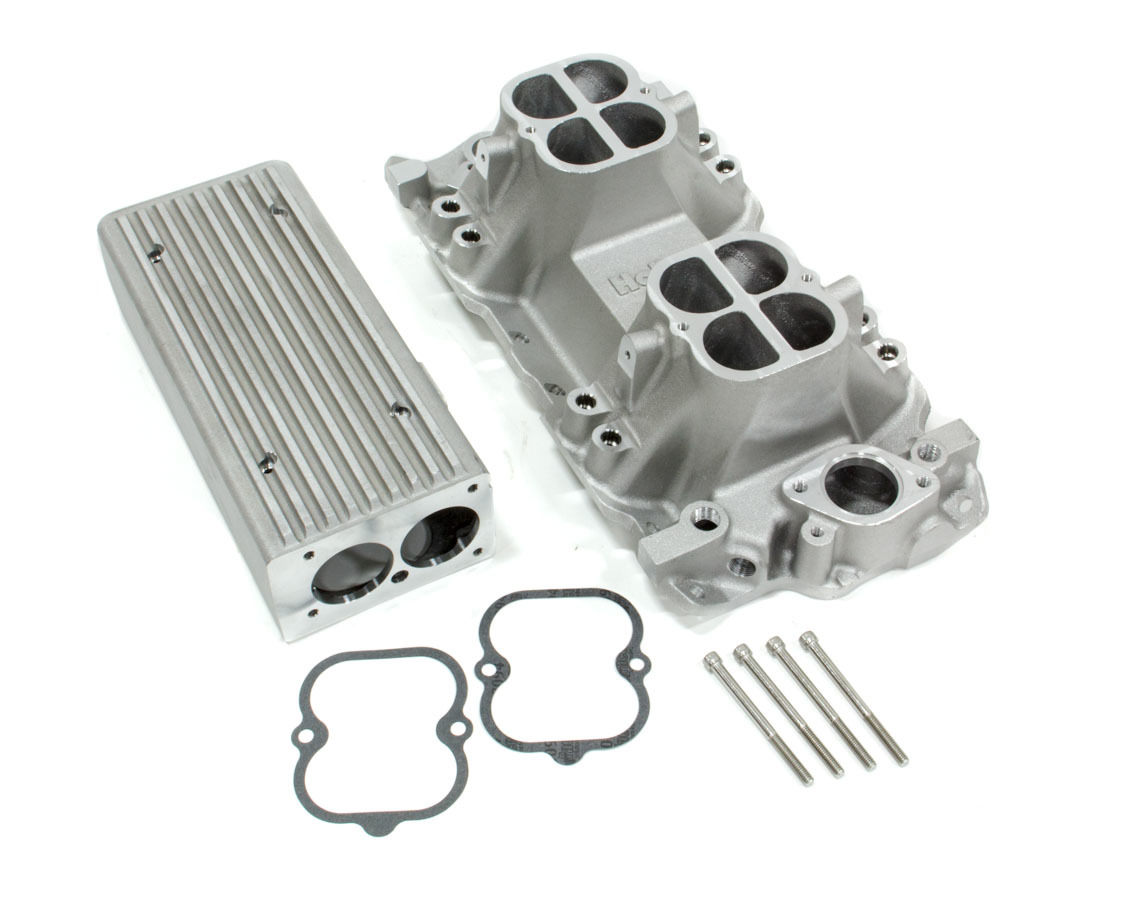 Weiand 7540 Intake Manifold, Stealth Ram, Throttle Body Flange, Multi Port, Aluminum, Natural, Small Block Chevy, Each
