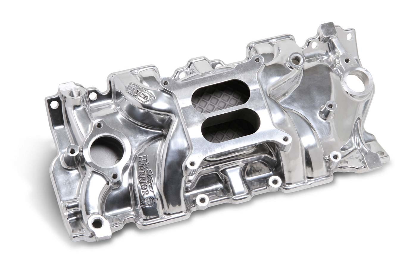 Weiand 8120P Intake Manifold, Street Warrior, Square Bore, Dual Plane, Aluminum, Polished, Small Block Chevy, Each