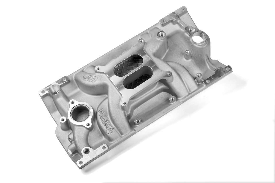Weiand 8121 Intake Manifold, Street Warrior, Square Bore, Dual Plane, Aluminum, Natural, Vortec, Small Block Chevy, Each