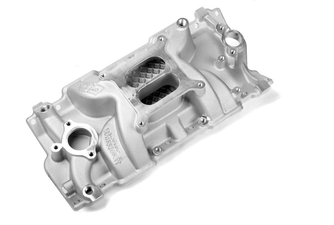 Weiand 8150 Intake Manifold, Speed Warrior, Square Bore, Dual Plane, Aluminum, Natural, Small Block Chevy, Each