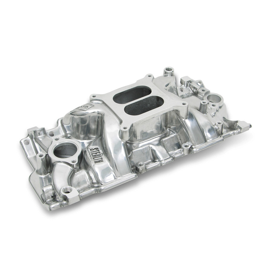 Weiand 8150P Intake Manifold, Speed Warrior, Square Bore, Dual Plane, Aluminum, Polished, Small Block Chevy, Each