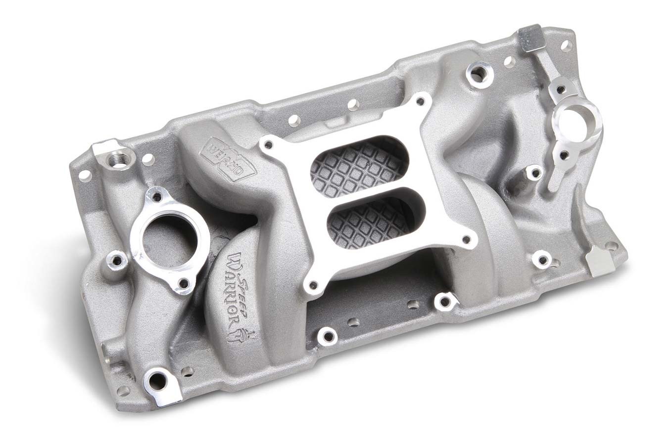 Weiand 8501 Intake Manifold, Speed Warrior, Square Bore, Dual Plane, Aluminum, Natural, Small Block Chevy, Each