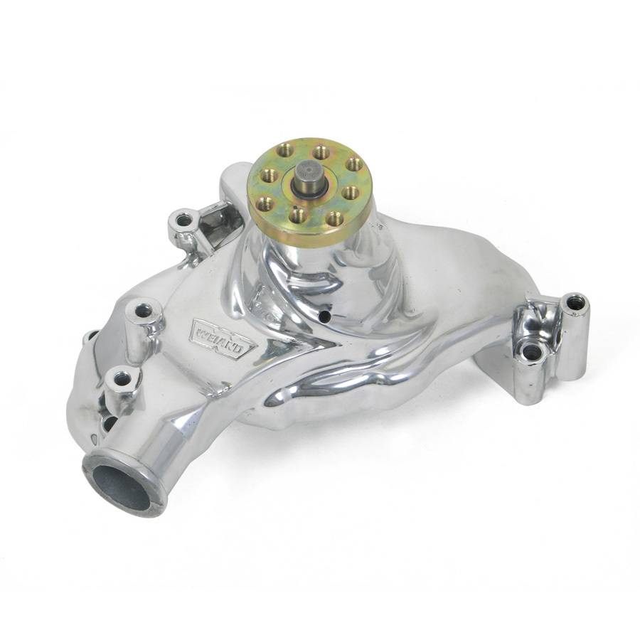 Weiand 9242P Water Pump, Mechanical, Action Plus, 5/8 in Pilot, Long Design, Aluminum, Polished, Big Block Chevy, Each