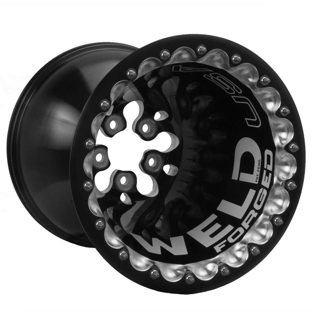 Weld Wheels D1BPS616B5DB - Wheel, Delta-1, 16 x 16 in, 5.000 in Backspace, 5 x 4.75 in Bolt Pattern, Beadlock, Aluminum, Black Anodized / Polished, Each