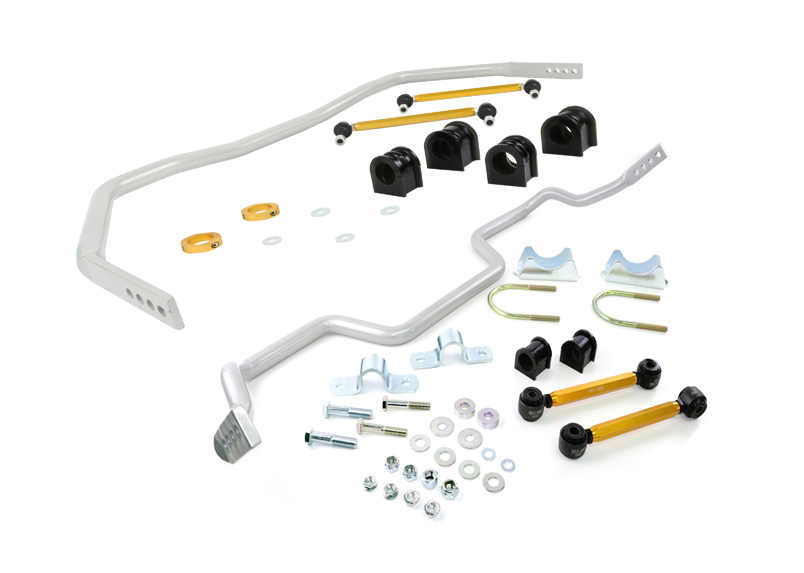 Whiteline Performance BFK005 Sway Bar, 4 Point Adjustable, Front / Rear, 33mm Front, 27mm Rear, Steel, Silver Powder Coat, Ford Mustang 2005-14, Kit