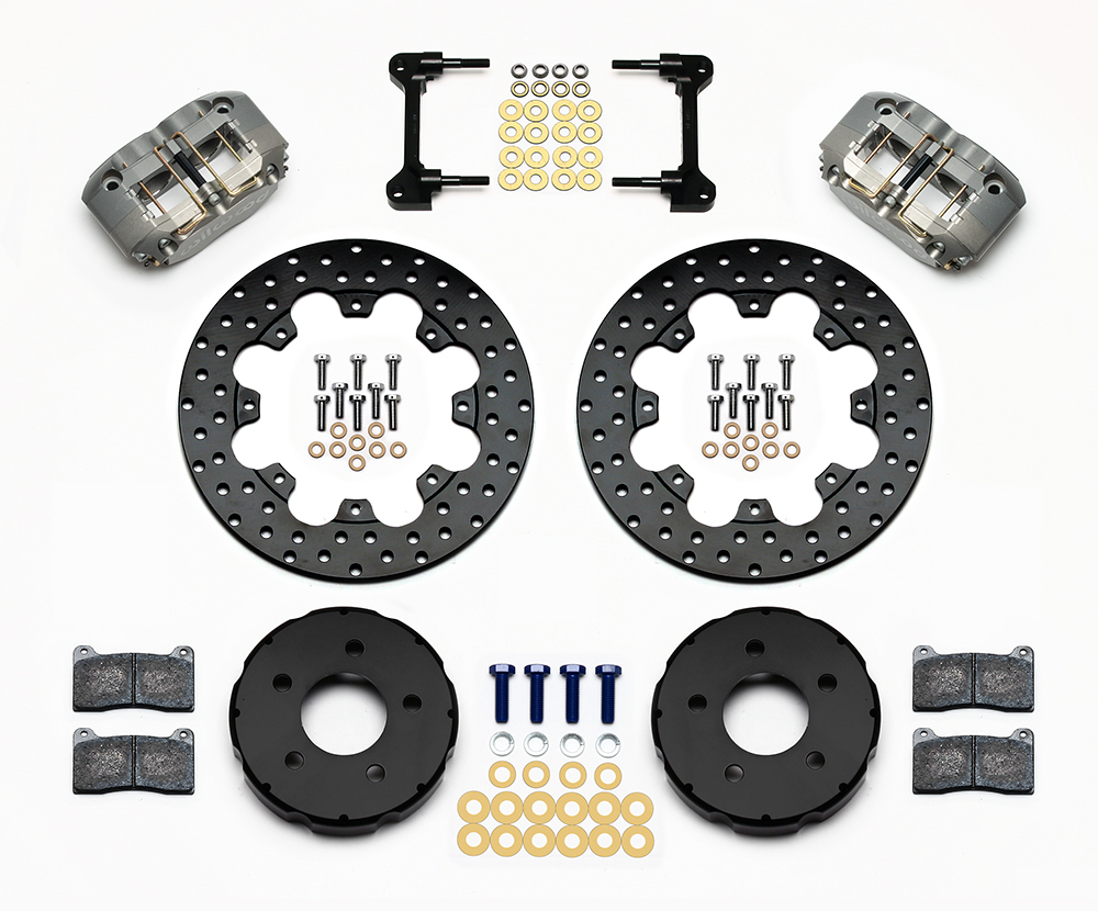 Wilwood 140-10015-D - Brake System, Dynapro, Front, 4 Piston Caliper, 11.75 in Drilled Iron Rotor, Offset Hub, Aluminum, Gray Anodized, Ford Mustang 1994-2004, Kit