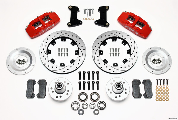 Wilwood Dynapro 6 Front Hub Kit 12.19in Drilled Red 74-80 Pinto/Mustang II Disc Spindle only thumbnail 2