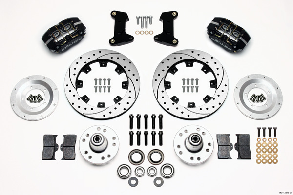 Wilwood 140-13378-D Brake System, Dynapro Dust-Boot Big Brake, Front, 4 Piston Caliper, 12.19 in OD Slotted and Drilled Rotor, Aluminum, Black Powder Coat, Ford Mustang 1974-78, Kit