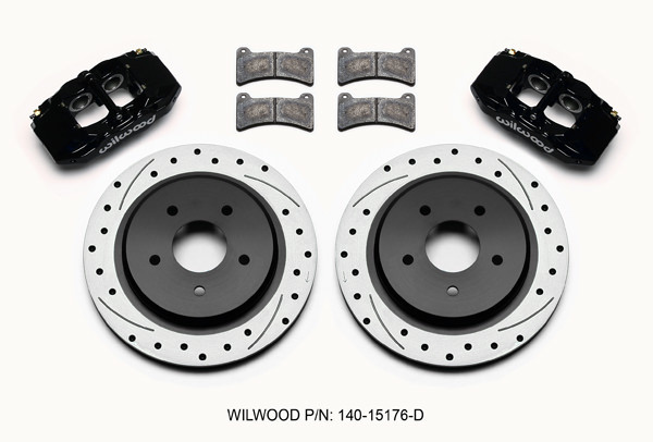 Wilwood 140-15176-D - Brake System, DPC56, Rear, 4 Piston Caliper, 12.01 in Drilled / Slotted Iron Rotor, Aluminum, Black Powder Coat, Chevy Corvette 1997-2013, Kit