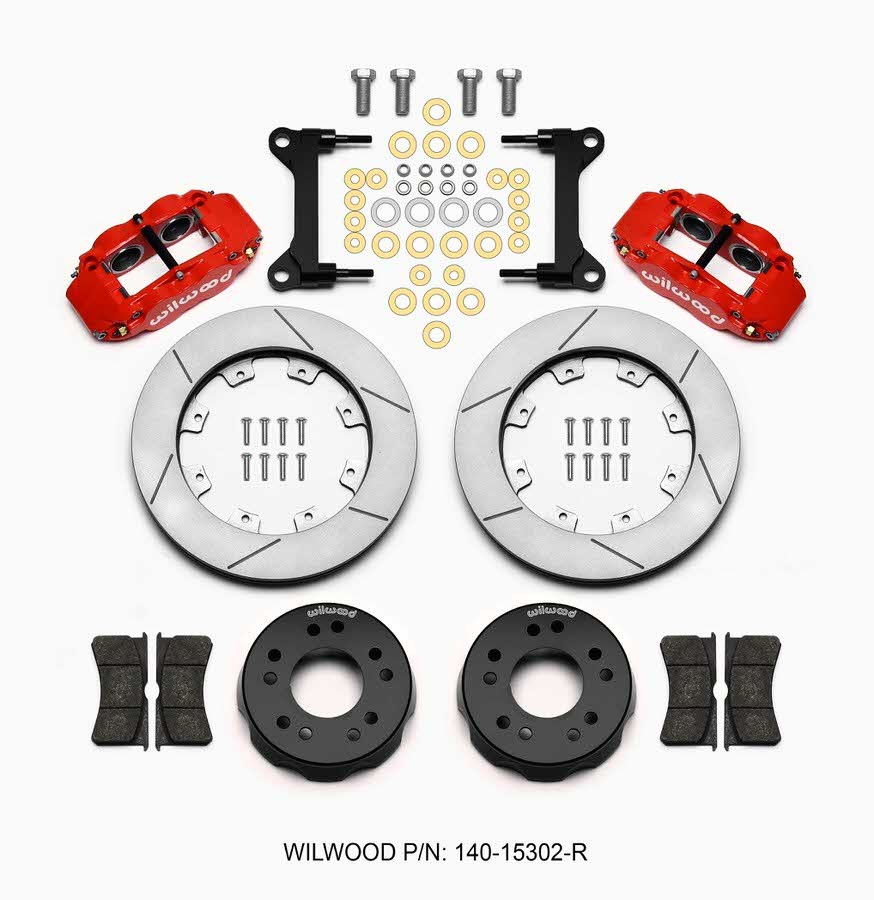 Wilwood 140-15302-R - Brake System, Forged Narrow Superlite 4R, Front, 4 Piston Caliper, 12.190 in Slotted Iron Rotor, Aluminum, Red Powder Coat, GM SUV / Truck 1963-87, Kit