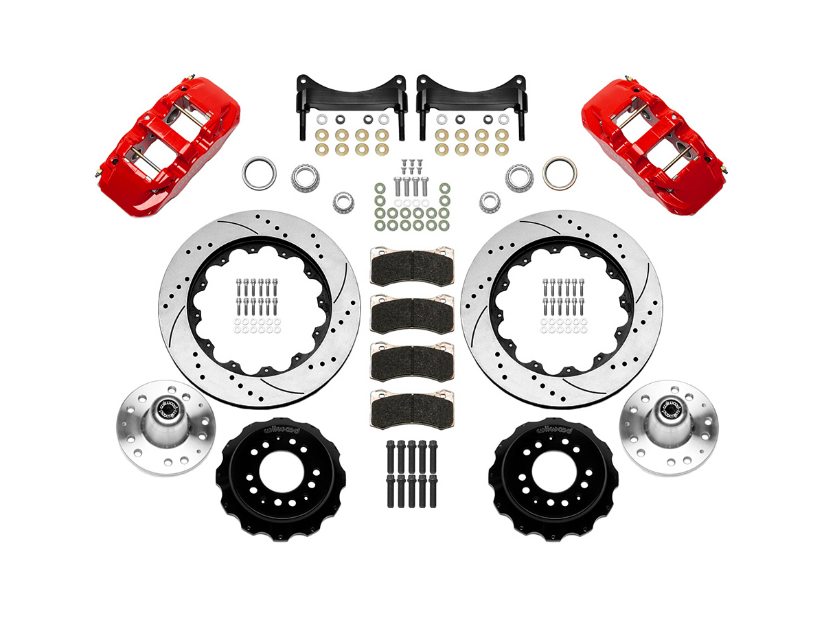 Wilwood 140-16246-DR Brake System, AERO6 Big Brake, Front, 6 Piston Caliper, 14.00 in Drilled / Slotted Iron Rotor, Offset, Stainless, Red Powder Coat, GM G-Body 1980-87, Kit