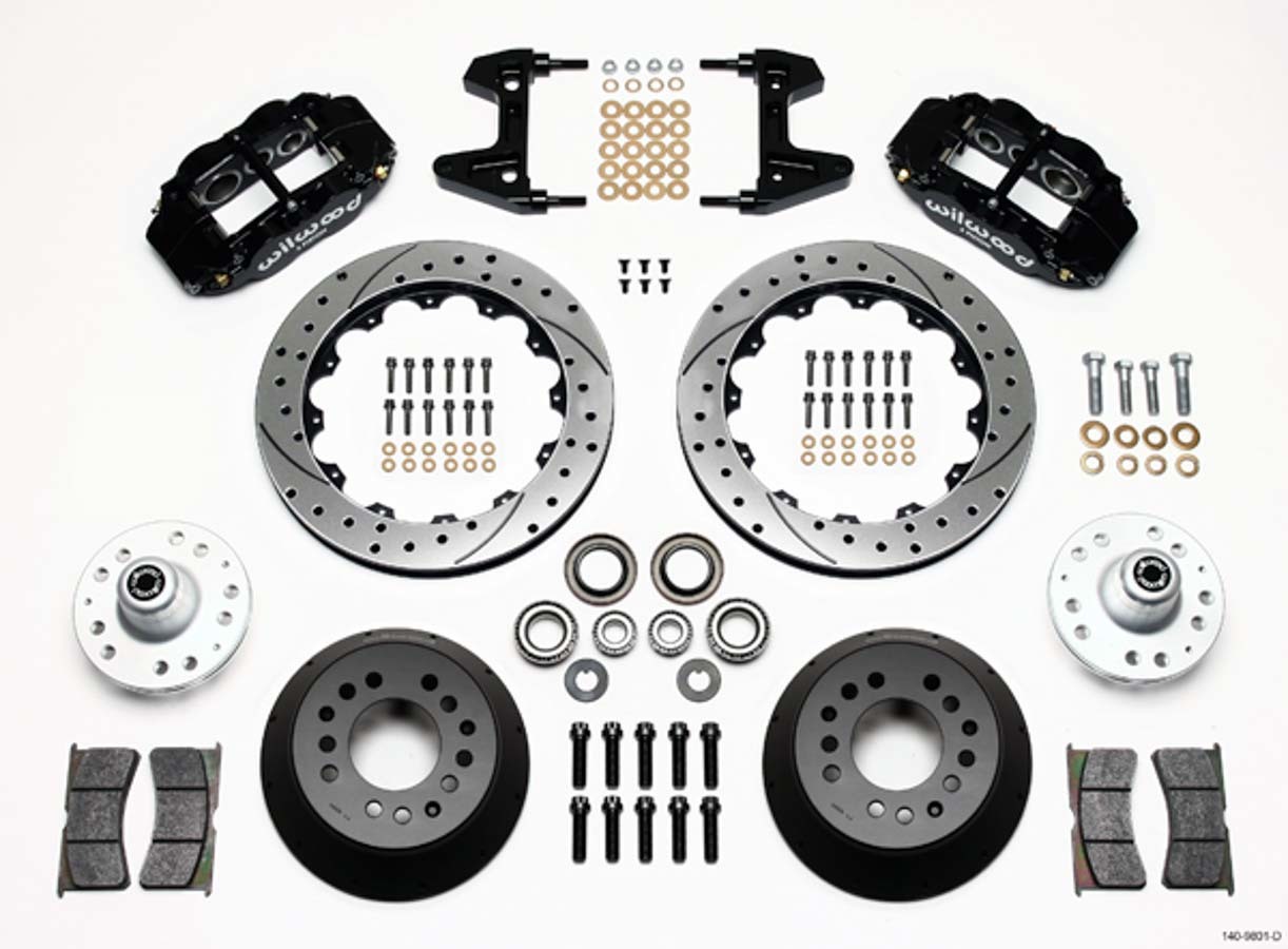 Wilwood 140-9801-D Brake System, Dynalite, Front, 6 Piston Caliper, 12.88 in Drilled / Slotted Rotor, Offset Hat, Aluminum, Black, Ford Mustang 1974-78, Kit