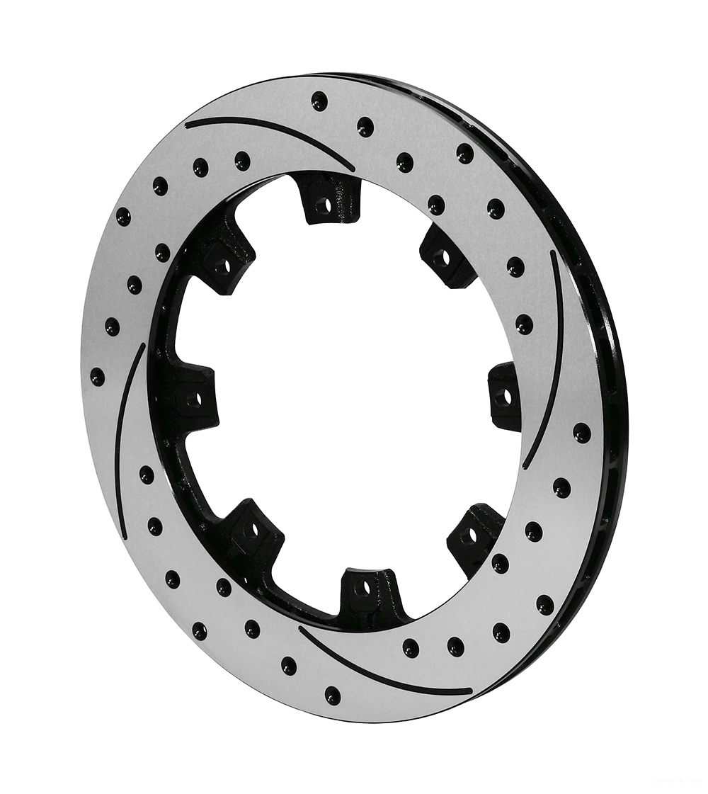 Wilwood 160-7105-BK Brake Rotor, SRP, Passenger Side, Directional / Drilled / Slotted, 12.19 in OD, 0.810 in Thick, 8 x 7.620 in Bolt Pattern, Iron, Black Paint, Each