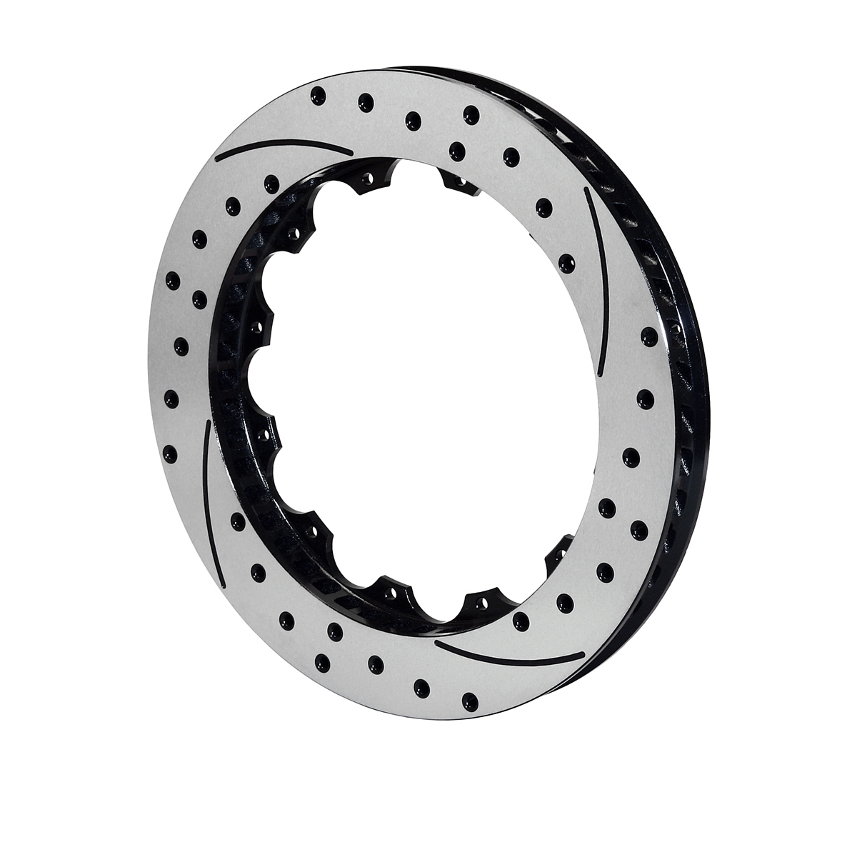 Wilwood 160-7798-BK Brake Rotor, SRP, Passenger Side, Drilled / Slotted, 13.06 in OD, 1.25 in Thick, 12 x 8.75 in Bolt Pattern, Iron, Black Paint, Each