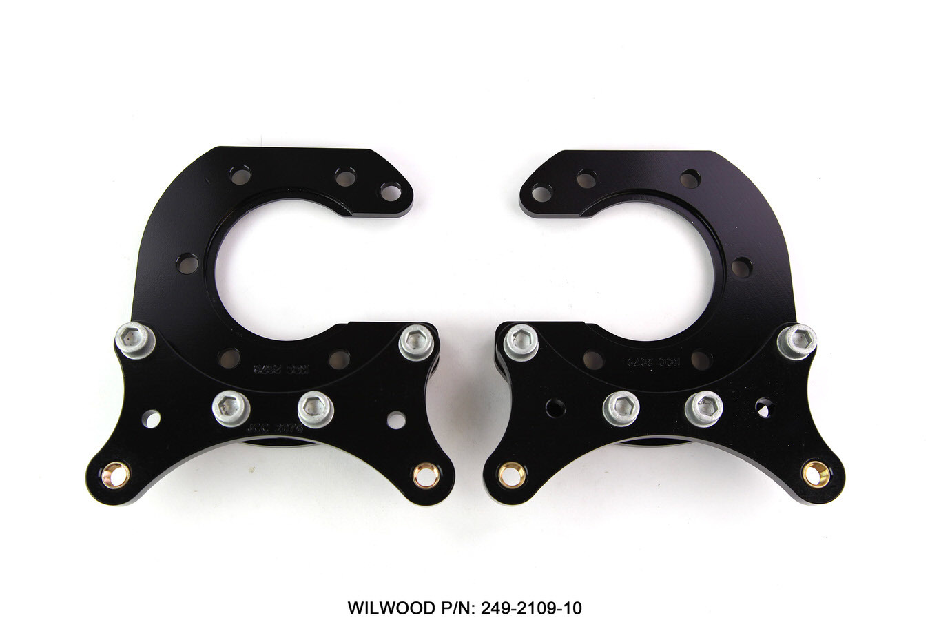 Wilwood 249-2109/10 - Brake Caliper Bracket, Rear, Aluminum, Black Anodized, 2.5 in Offset, Dynalite Caliper, Big Ford, Pair