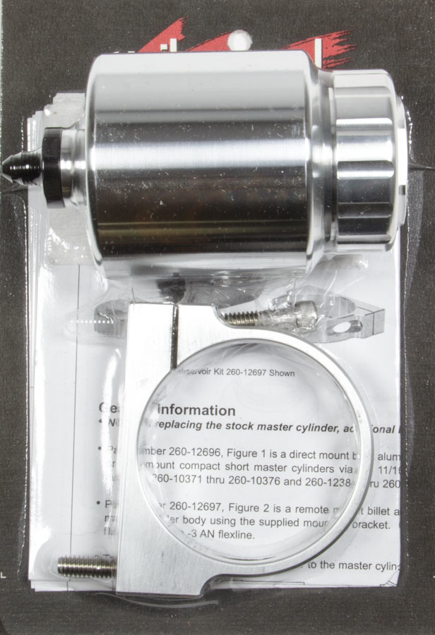 Wilwood 260-12697 Master Cylinder Reservoir, 4.0 oz, Aluminum, Bracket, Compact Remote Master Cylinder, Each