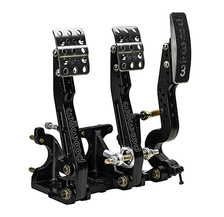 Wilwood 340-16605 Pedal Assembly, Tru-Bar, Brake / Clutch / Throttle, 4.75-5.75 to 1 Ratio, 9.16-10.39 in Long, Forward Floor Mount, Linkage Included, Aluminum, Black Paint, Universal, Kit