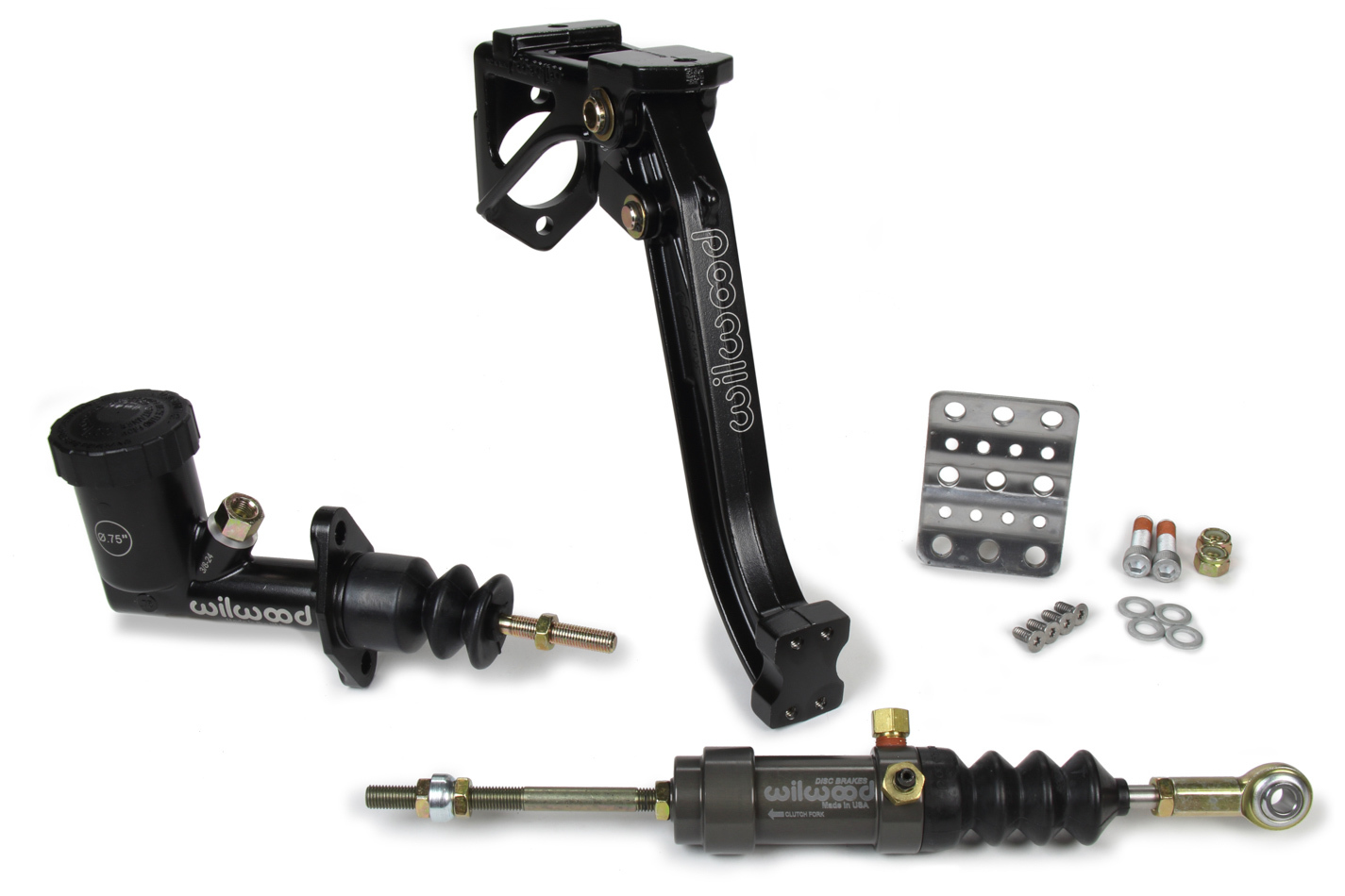 Wilwood 341-15169 Pedal Assembly, Clutch, 6 to 1 Ratio, 9.63 in Long, Forward Floor Mount, 3/4 in Master Cylinder Included, Aluminum, Black Paint, Kit