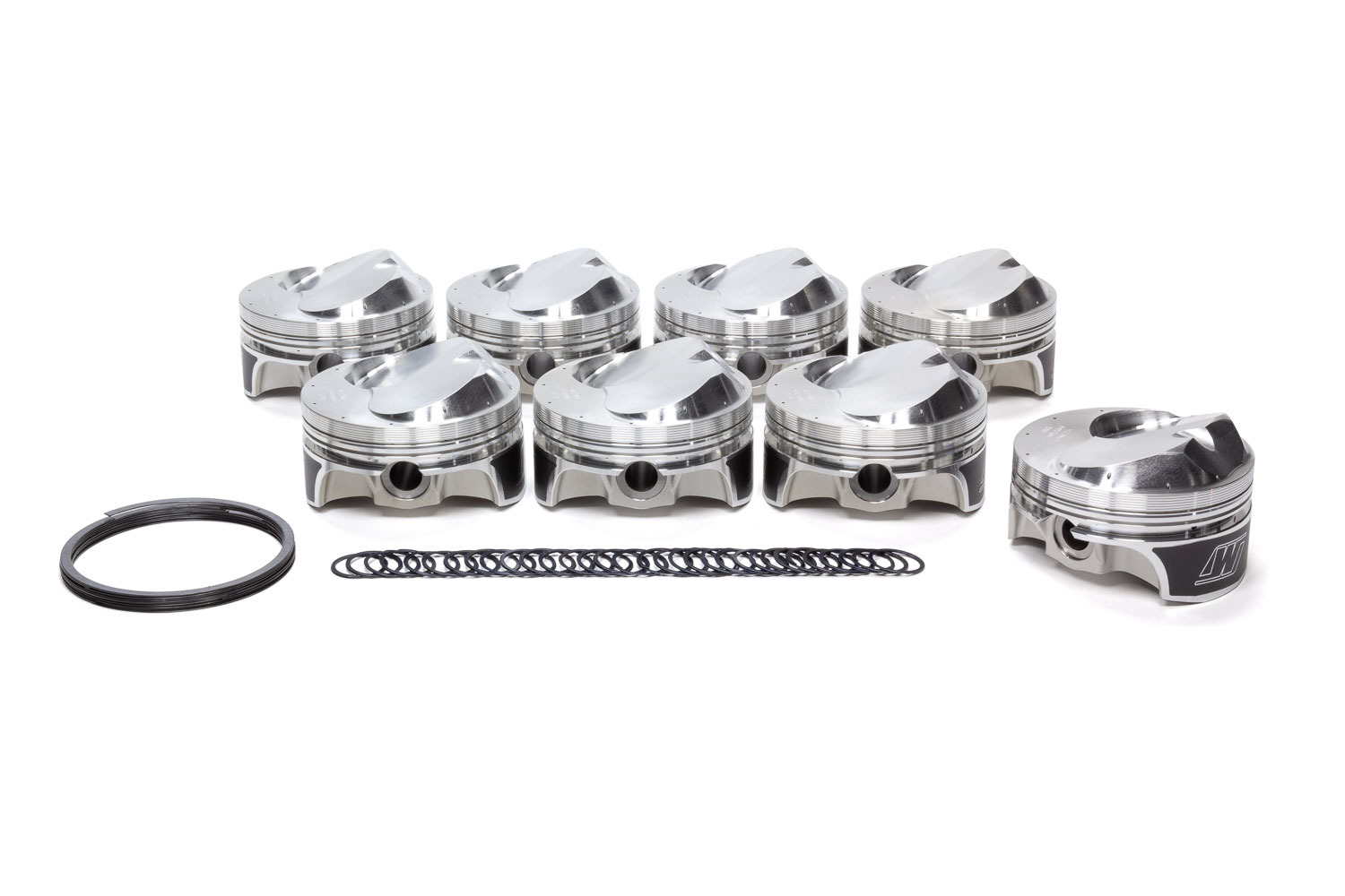 Wiseco Pistons K481BS Piston, Quick 16 Series, Forged, 4.500 in Bore, 0.043 in x 1/16 in x 3/16 in Ring Grooves, Plus 45.00 cc, Big Block Chevy, Set of 8