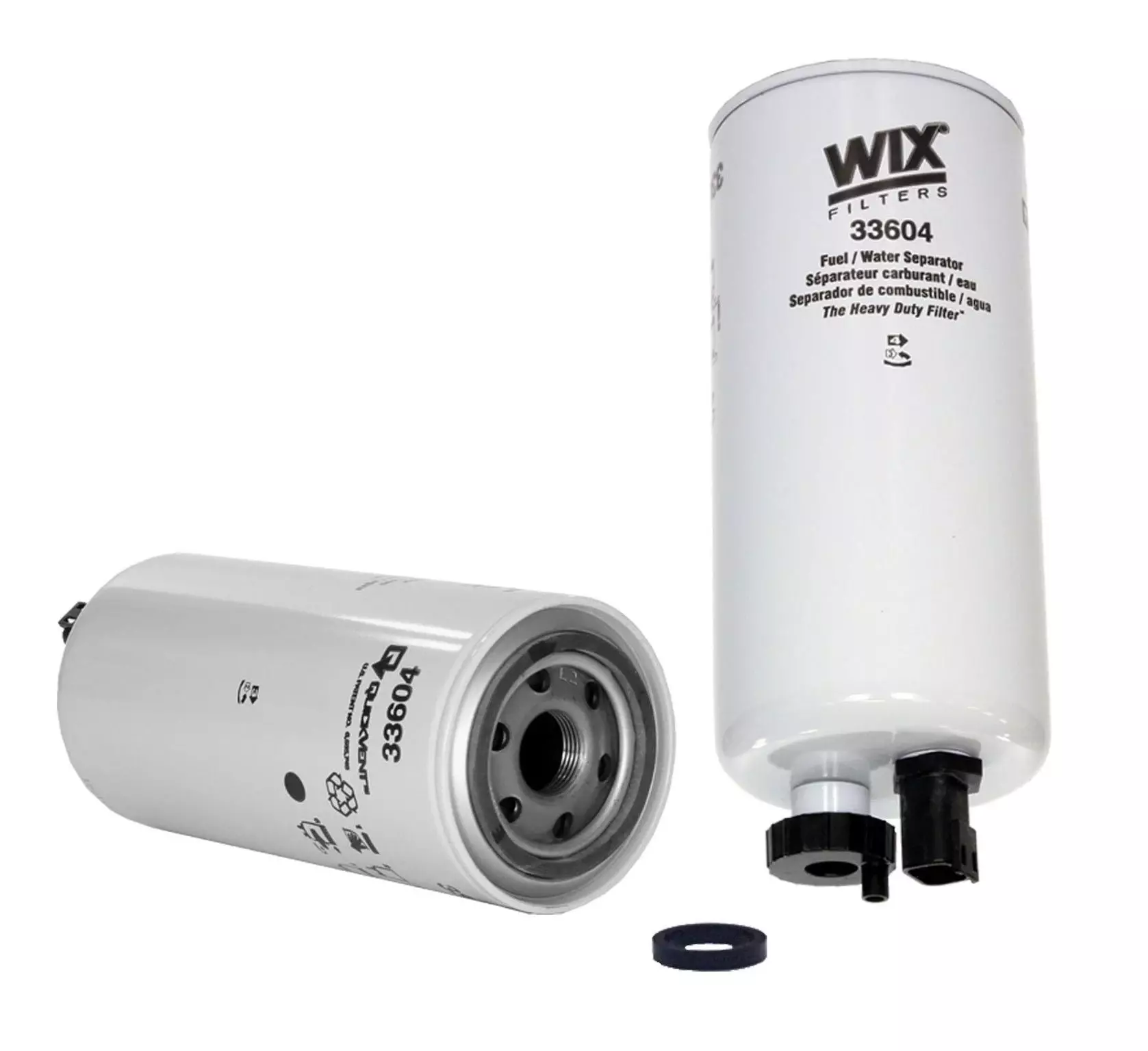 Wix Filters 33604 Fuel Filter, Water Separator, 8 Micron, Canister, 9.730 in Tall, 1-14 in Thread, Steel, White, 8.9 L, Cummins Inline-6, Each