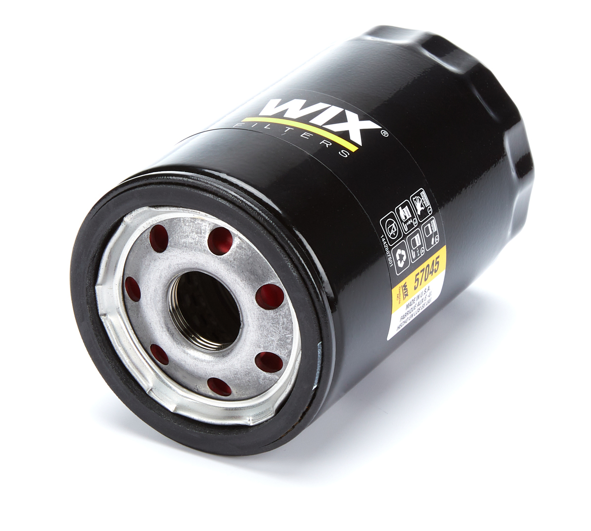 Wix Filters 57045 Oil Filter, Canister, Screw-On, 4.828 in Tall, 22 x 1.5 mm Thread, Steel, Black, Various Applications, Each