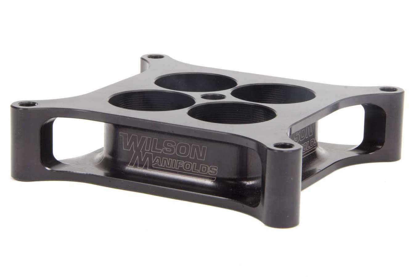 Wilson Manifolds 004130 Carburetor Spacer, Tapered Lightweight, 1-1/2 in Thick, 4 Hole, Square Bore, Aluminum, Black Anodized, Each