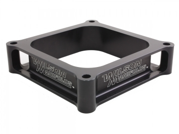 Wilson Manifolds 020050 Carburetor Spacer, Lightweight, 2 in Thick, Open, Dominator Flange, Aluminum, Black Anodized, Each