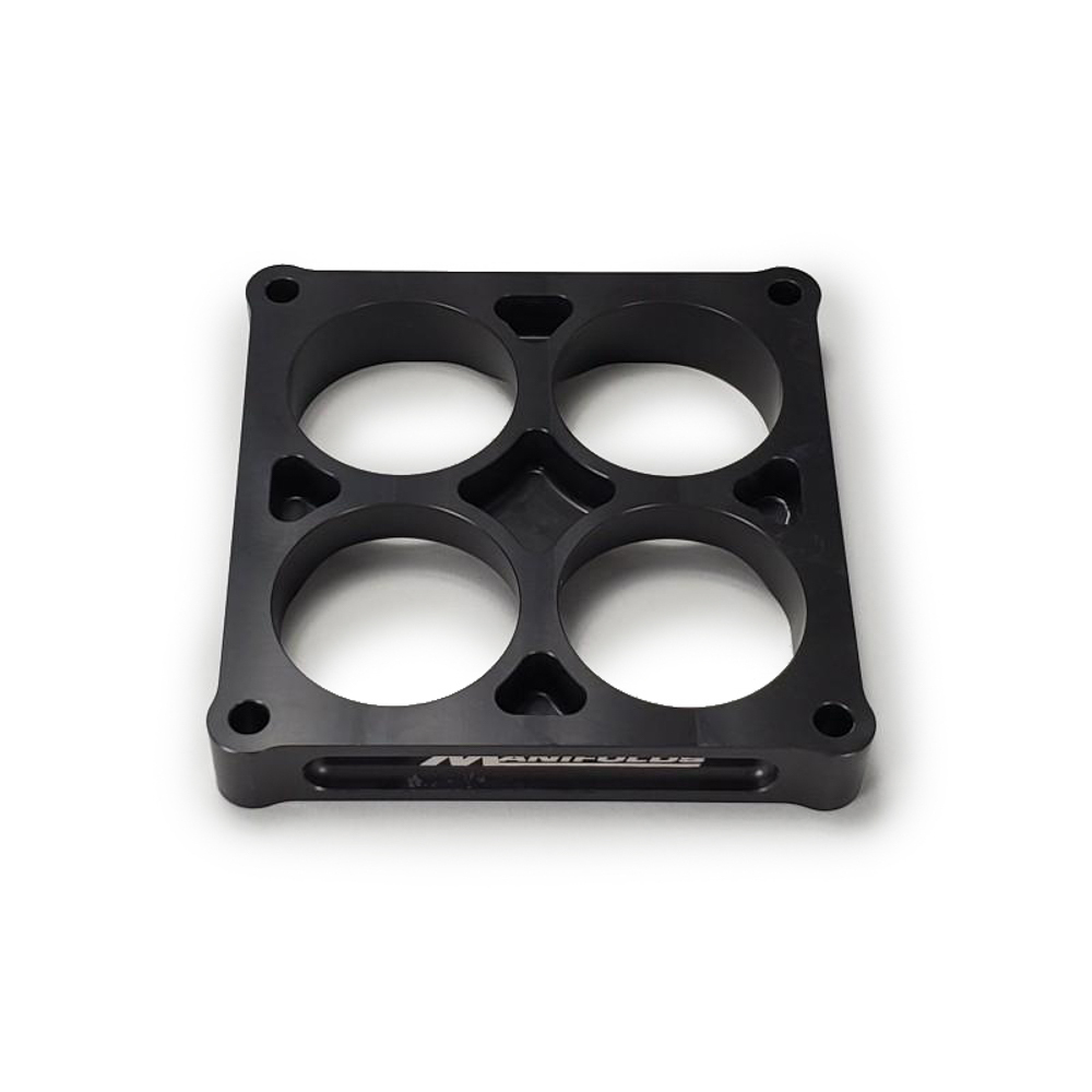 Wilson Manifolds 024410 Carburetor Adapter, Lightweight, 1 in Thick, 4 Hole, Dominator, Aluminum, Black Anodized, Each