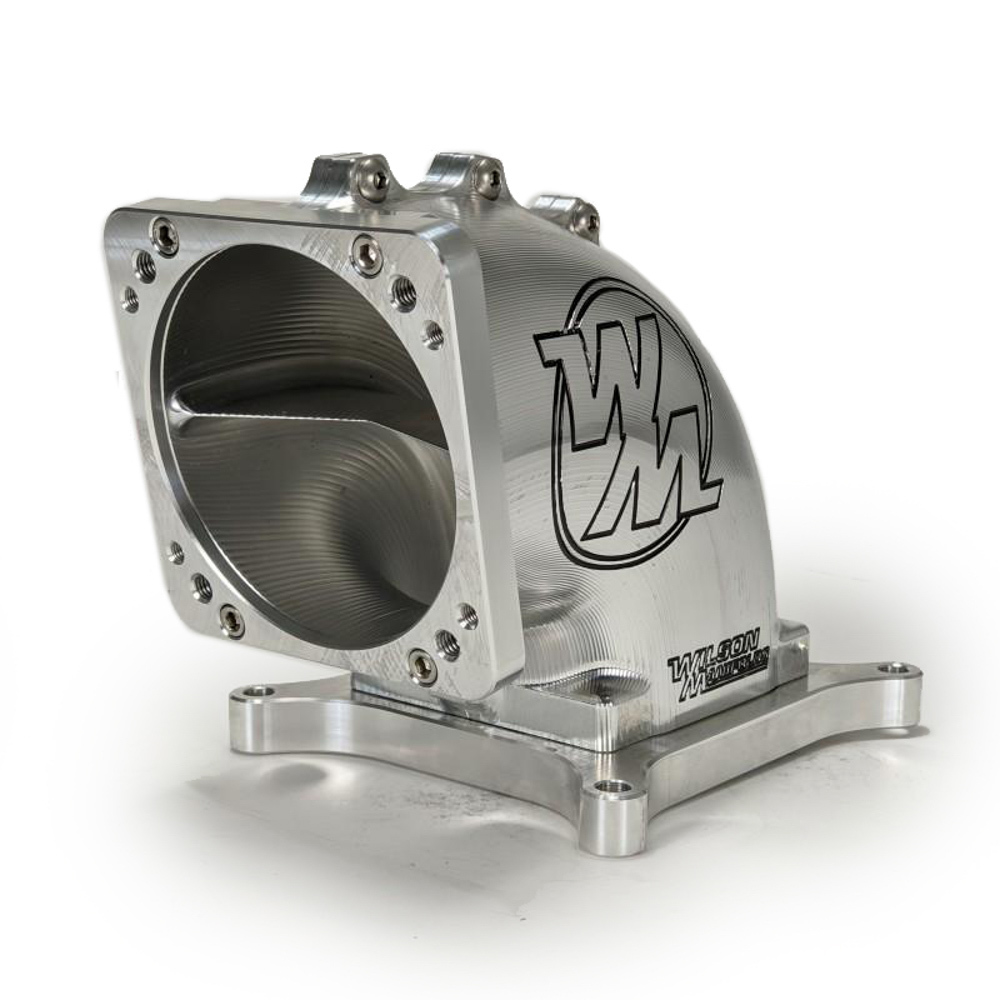 Wilson Manifolds 462105 Intake Elbow, 95-105 mm Throttle Body, Square Bore, Aluminum, Natural, Square Bore, Each
