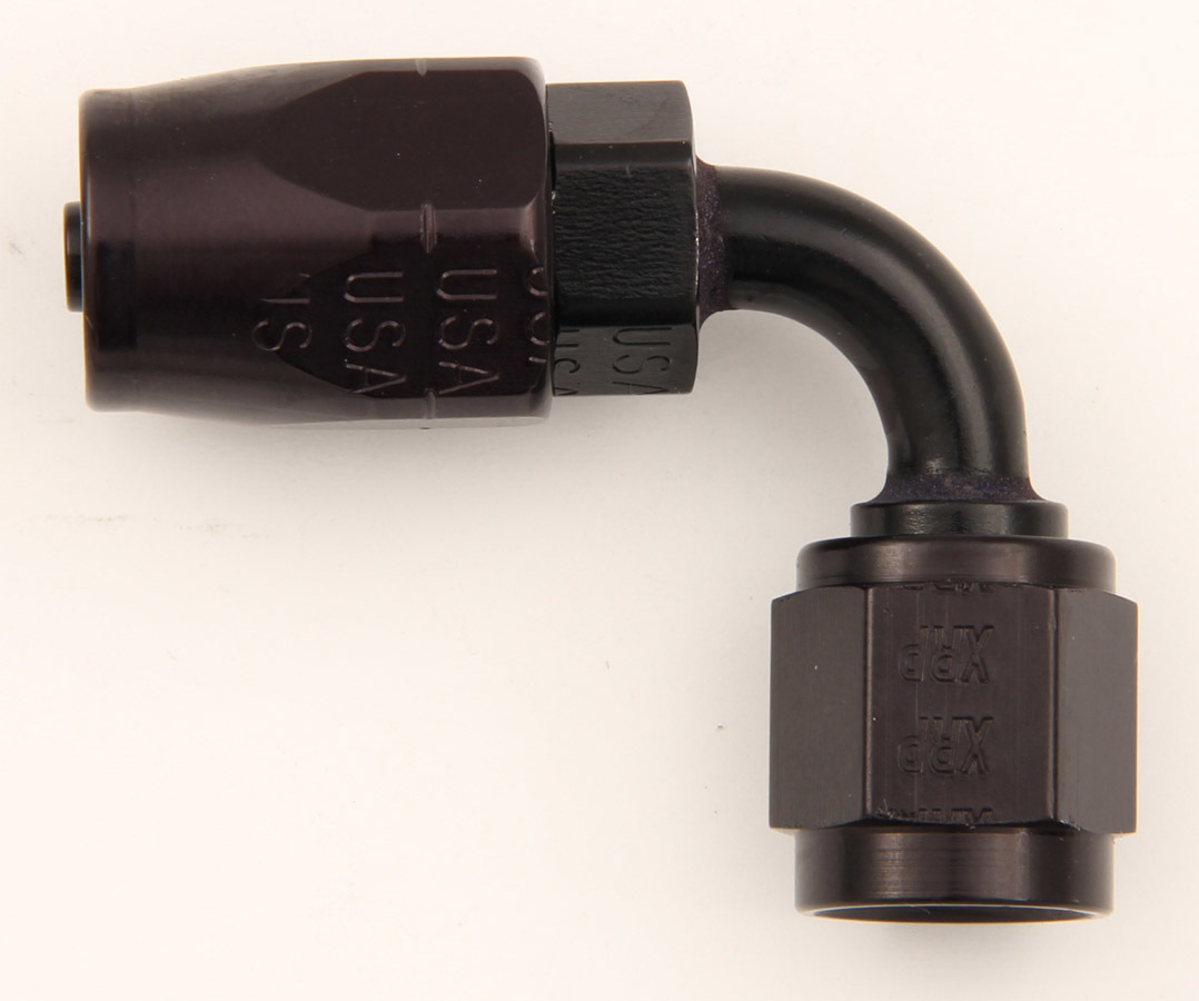 XRP 109004BB Fitting, Hose End, 90 Degree, 4 AN Hose to 4 AN Female, Aluminum, Black Anodized, Each