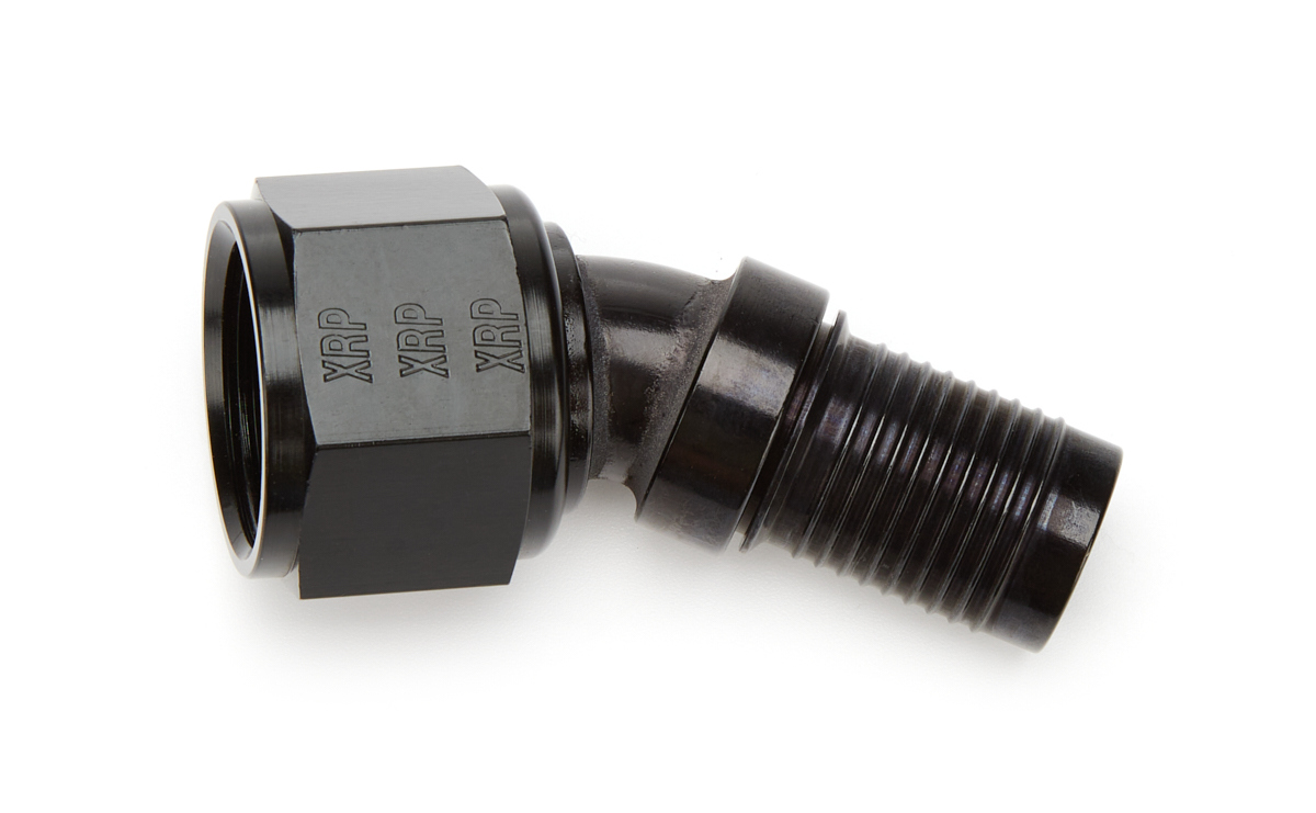XRP 223012 Fitting, Hose End, Push-On, 30 Degree, 12 AN Hose Barb to 12 AN Female, Aluminum, Black Anodized, Each