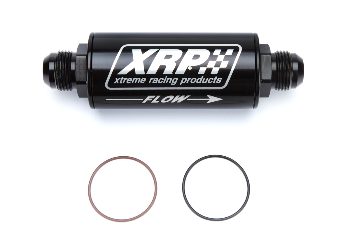 XRP 7012ANLW Oil Filter, 70 Series, In-Line, 12 AN Inlet, 12 AN Outlet, 6.600 in Length, Requires Filter, Aluminum, Black Anodized, Each