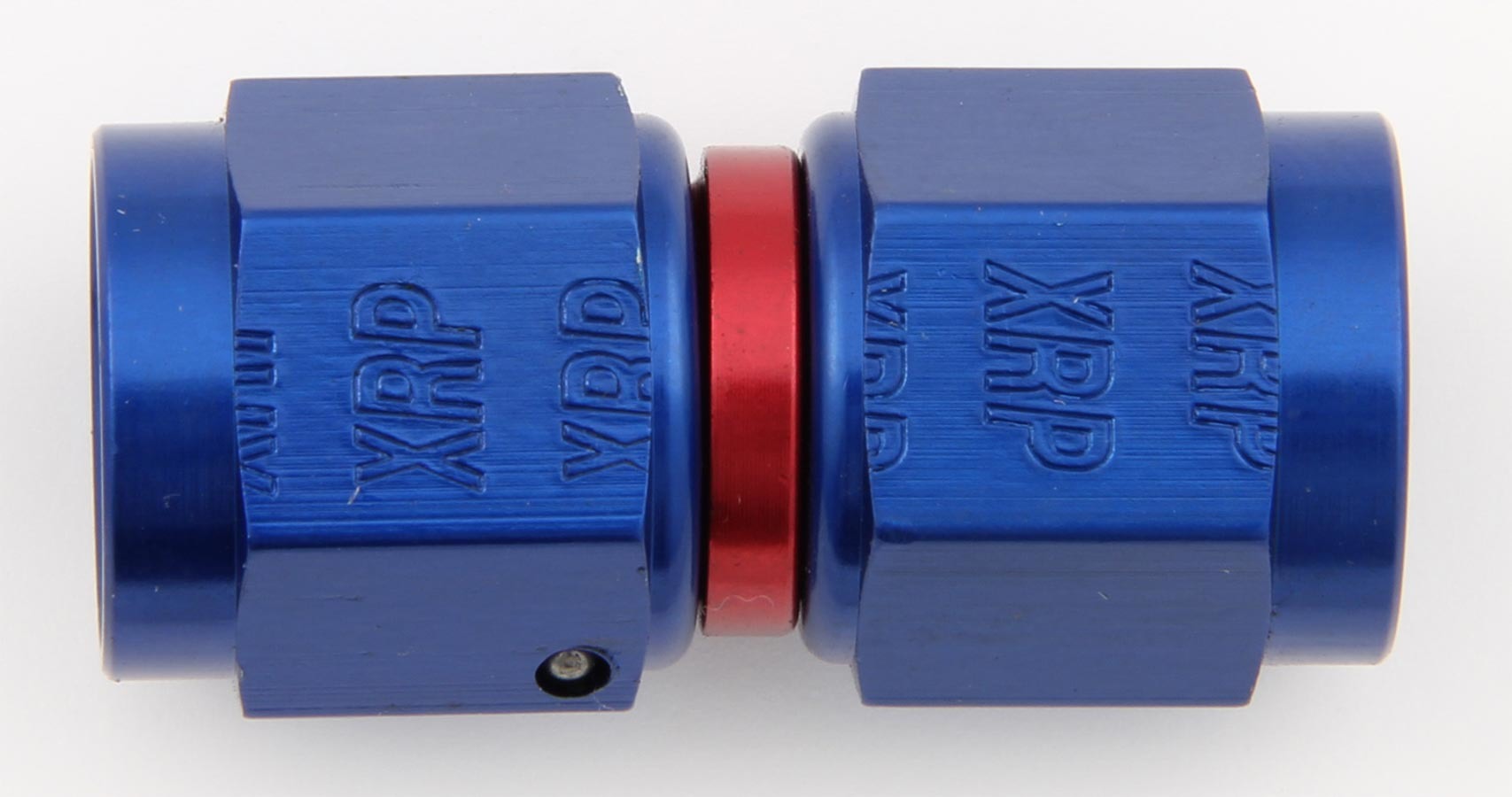XRP 900104 Fitting, Adapter, Straight, 4 AN Female Swivel to 4 AN Female Swivel, Aluminum, Blue / Red Anodized, Each