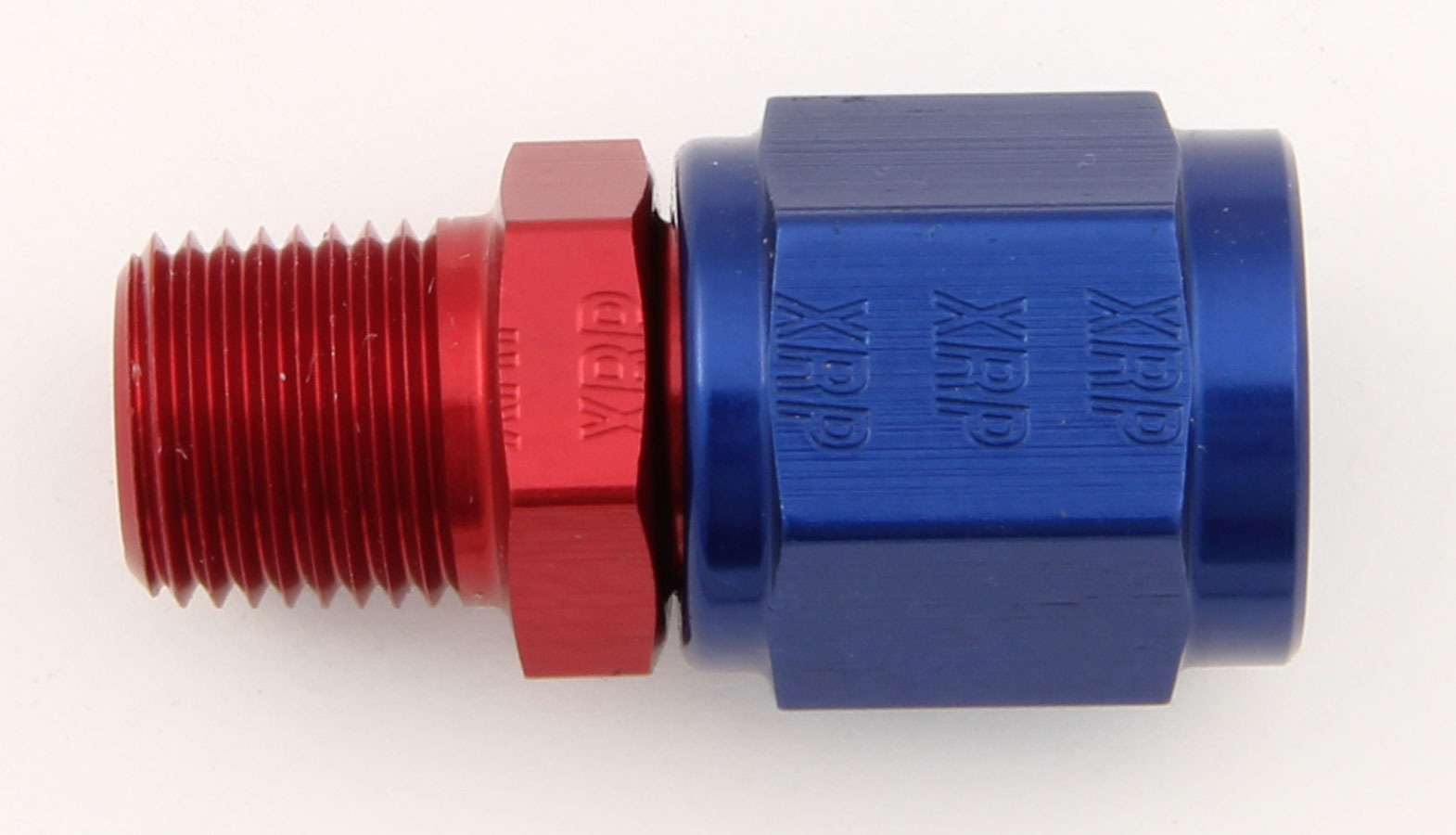 XRP 900606 Fitting, Adapter, Straight, 6 AN Female Swivel to 1/4 in NPT Male, Aluminum, Blue / Red Anodized, Each