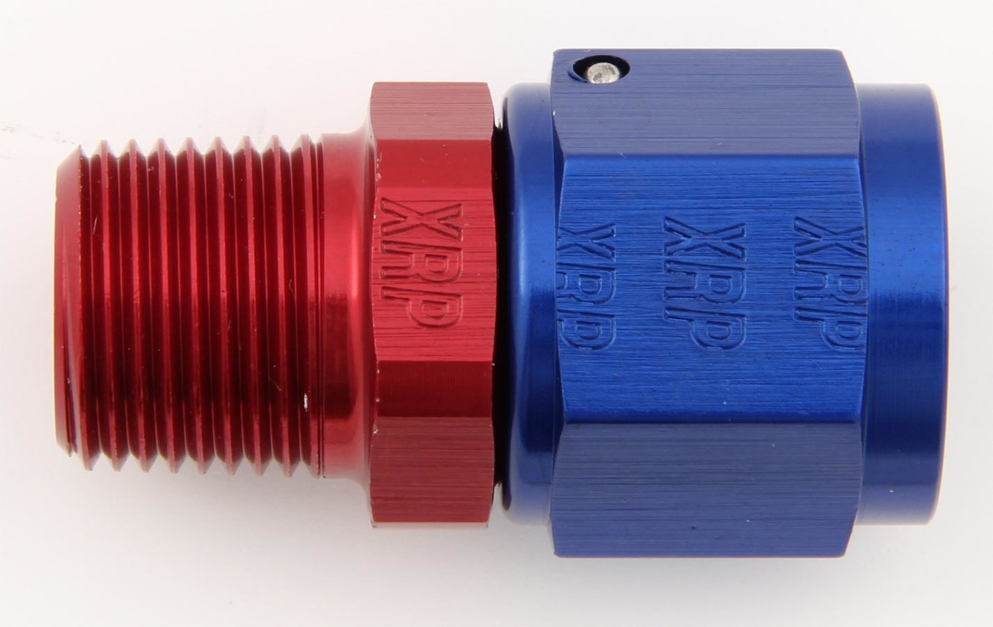XRP 900608 Fitting, Adapter, Straight, 8 AN Female Swivel to 3/8 in NPT Male, Aluminum, Blue / Red Anodized, Each
