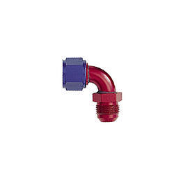 XRP 920512 Fitting, Adapter, 90 Degree, 12 AN Male to 12 AN Female Swivel, Aluminum, Blue / Red Anodized, Each