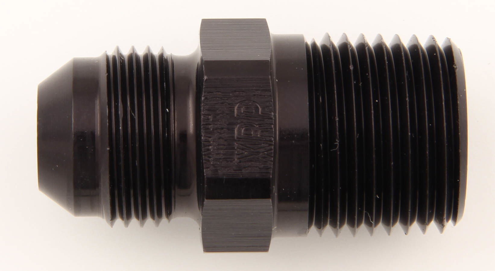 XRP 981688BB Fitting, Adapter, Straight, 8 AN Male to 1/2 in NPT Male, Aluminum, Black Anodized, Each