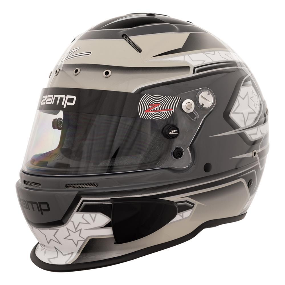 Zamp Racing H760C01L Helmet, RZ-70E Switch, Snell SA2020, FIA Approved, Head and Neck Support Ready, Gloss Black / Gray, Large, Each