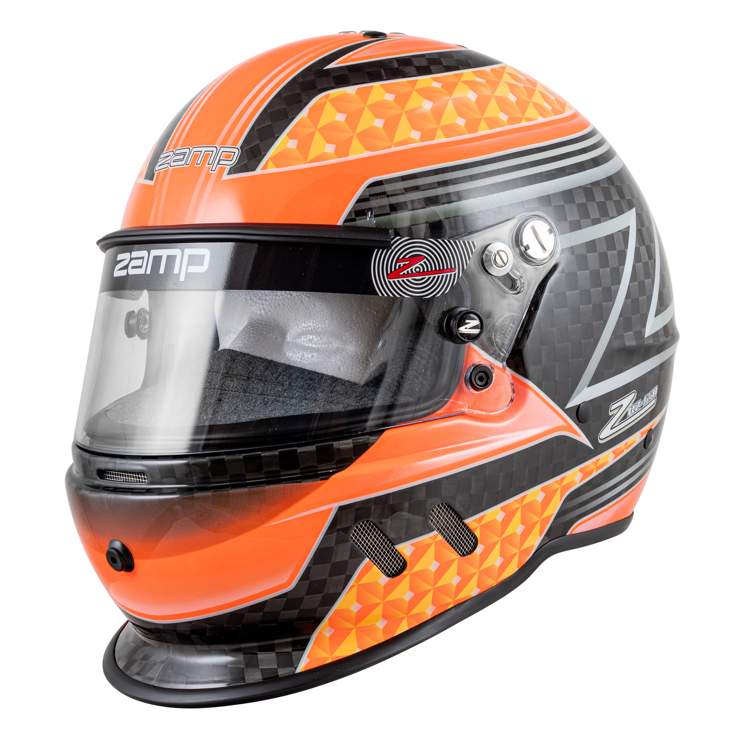 Zamp Helmets H775C30L Helmet, RZ-65D Carbon SNELL SA2020 Flo Org/Yel Large thumbnail 5