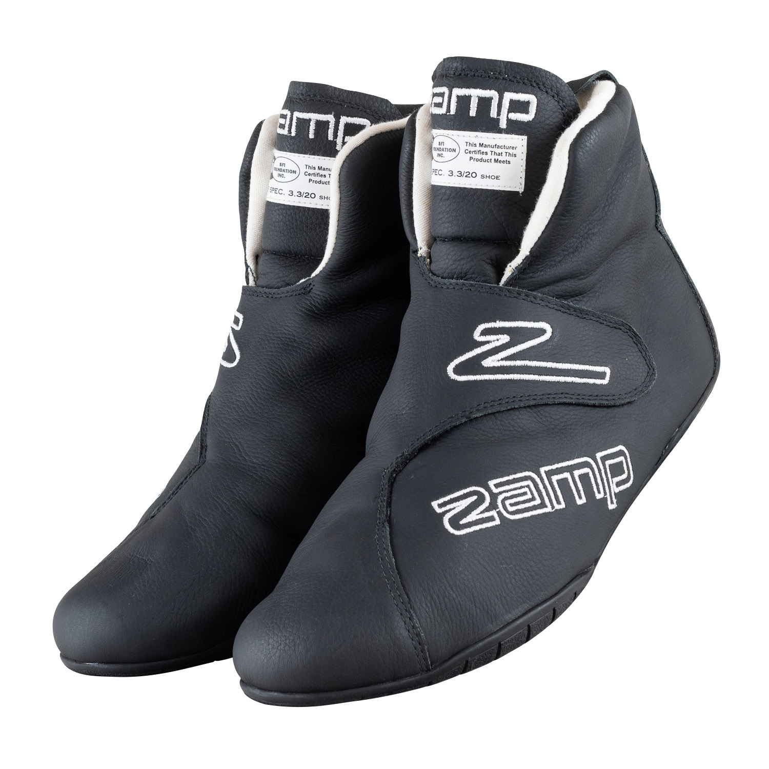 Zamp Racing RS006C0109 Driving Shoe, ZR-Drag, Mid-Top, SFI 3.3/20, Leather Outer, Fire Retardant Inner, Black, Size 9, Pair